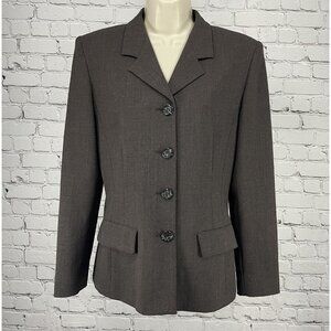 Lineaemme Brown Virgin Wool Blend 4 Button Blazer Jacket Italy Made Size US 6